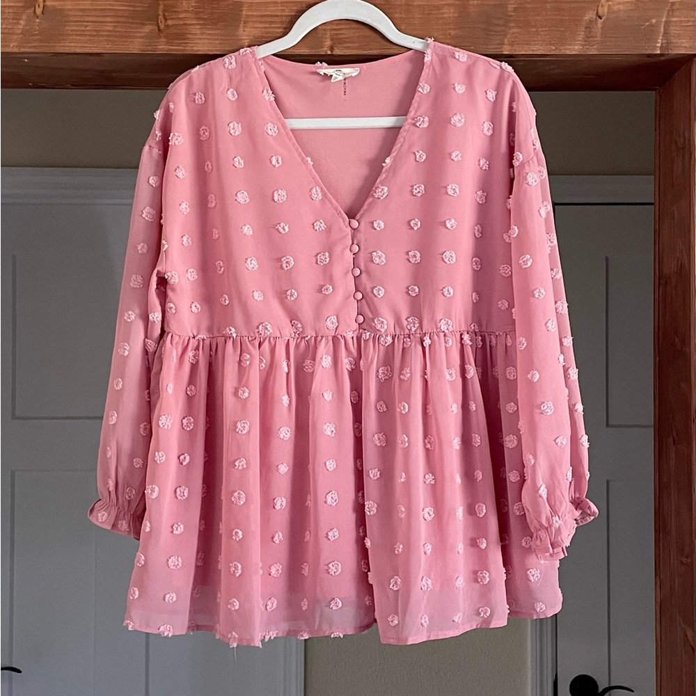 Entro Swiss Dot Chiffon Blouse Size M